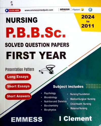 Nursing P.B.B.Sc. Solved Question Paper (First Year)